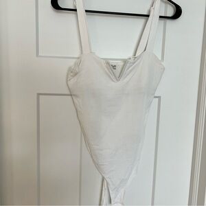 Free people square neck bodysuit white size medium
